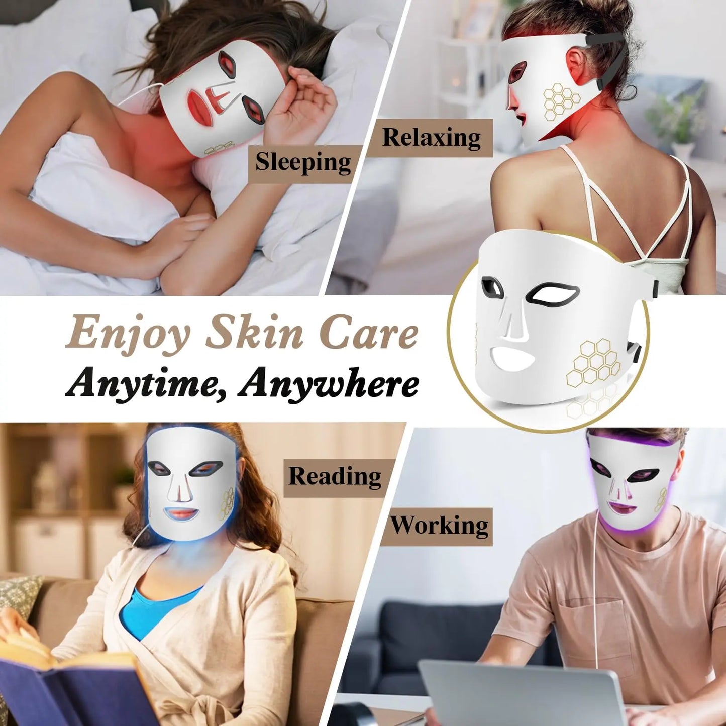 Hello Face LED Face Mask Light Therapy Red, Blue & Infrared Light
