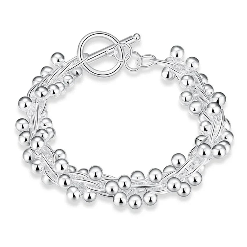 Fine NEW 925 Sterling Silver High Quality Lady solid beads Bracelet