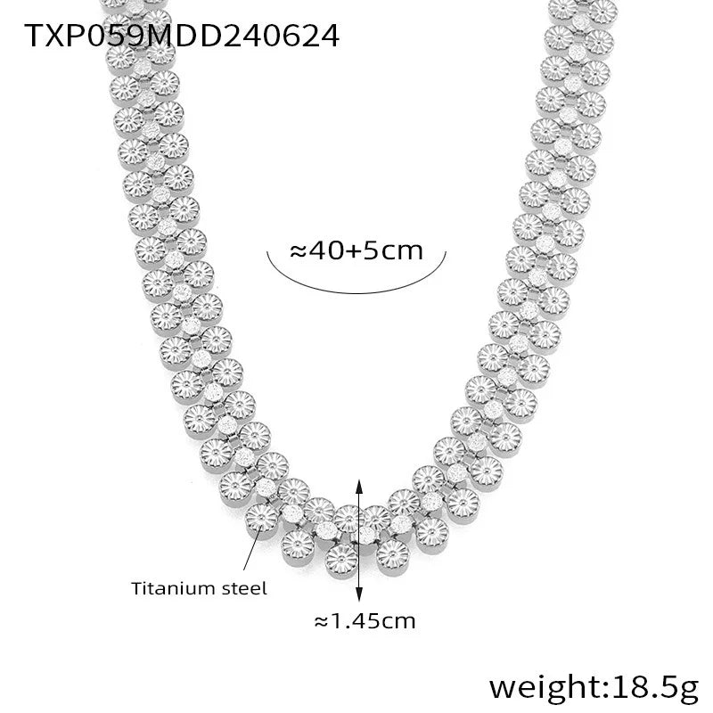 Bohemia Style Multi Flower Stainless Steel Necklace Bracelet For Women