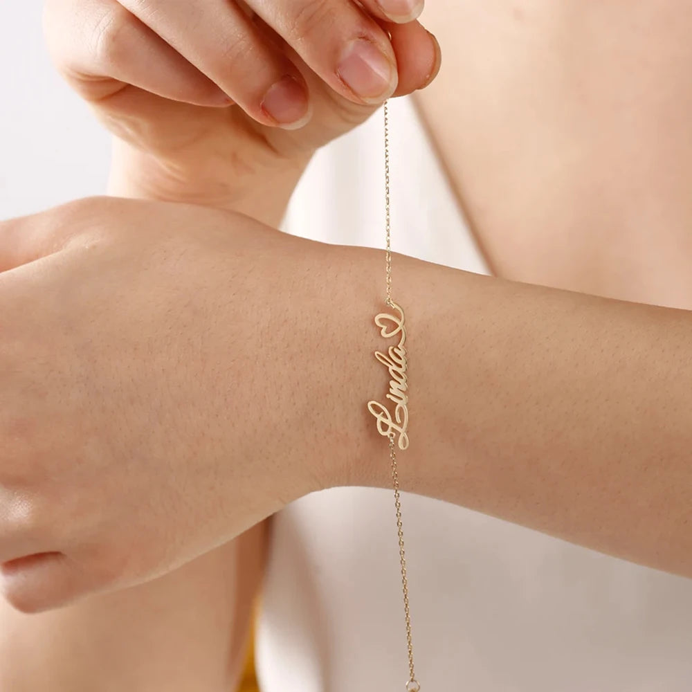 Personalized Custom Name Bracelet for Women Heart Paw