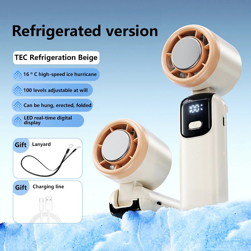 Ice Compress Handheld Fan Portable Outdoor Usb Digital Display Folding Fan