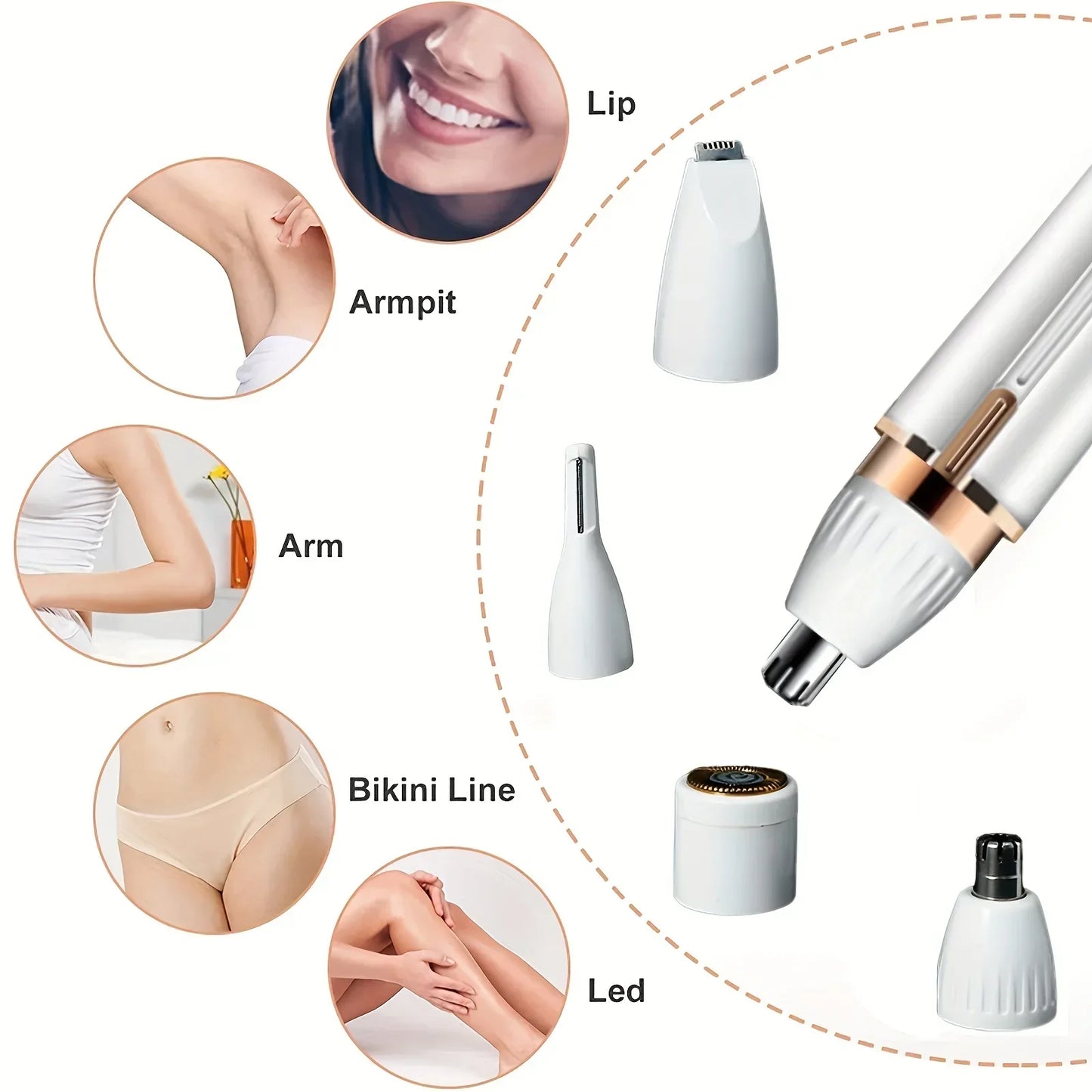4 In 1 Electric Razor for Women Full Body Shaving Facial Epilator Shaver Eyebrow Trimmer