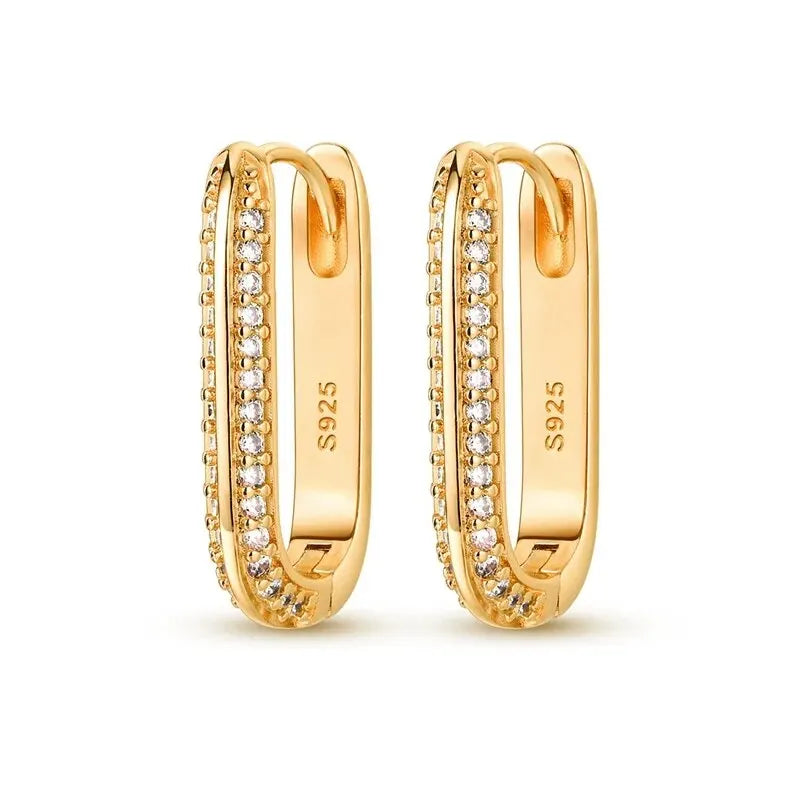 925 Sterling Silver Large Double Circle Hoop Earrings CZ Zircona -BOGO 🔥