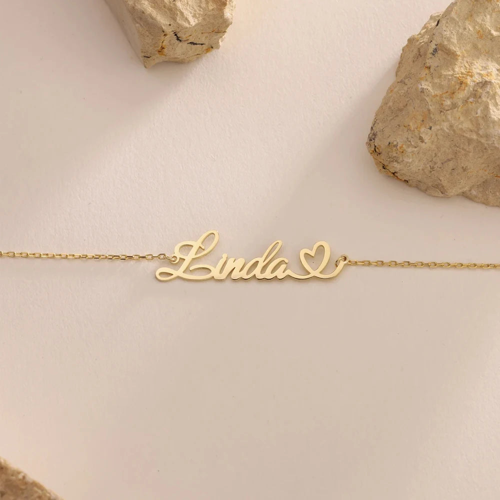 Personalized Custom Name Bracelet for Women Heart Paw
