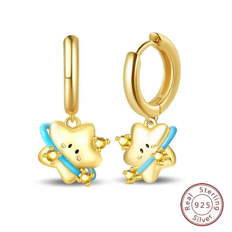 925 Sterling Silver Earrings Charm Simple Shiny Zirconia - Buy One Get