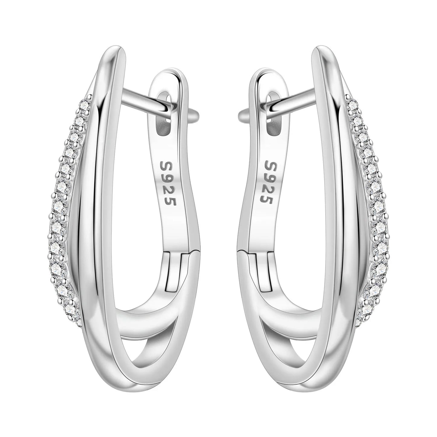 925 Sterling Silver Double Loop Drop Earrings for Women | Minimalist Dangle Earrings