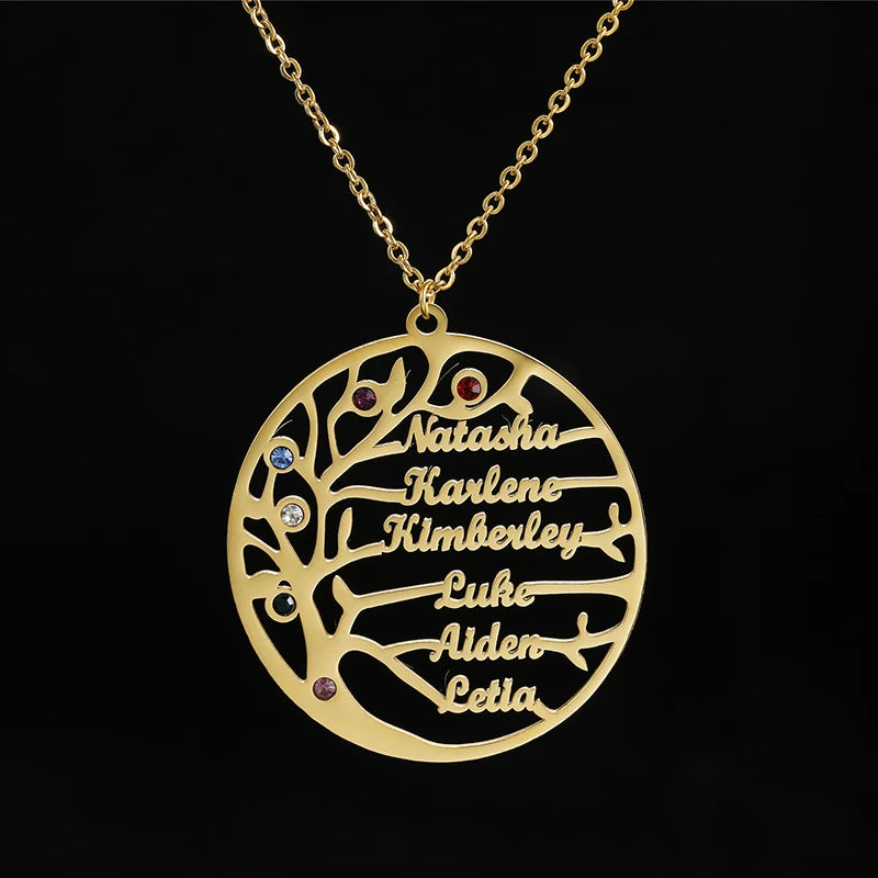 Personalized Stainless Steel Tree of Life Necklace with Birthstone - Buy One Get One Free🔥