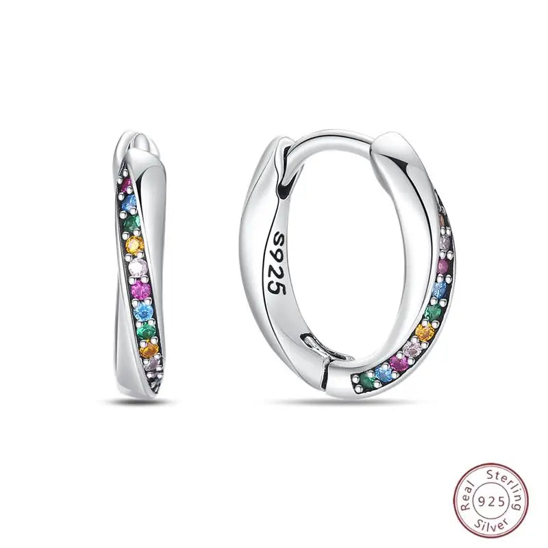 925 Sterling Silver Earrings Charm Simple Shiny Zirconia - Buy One Get