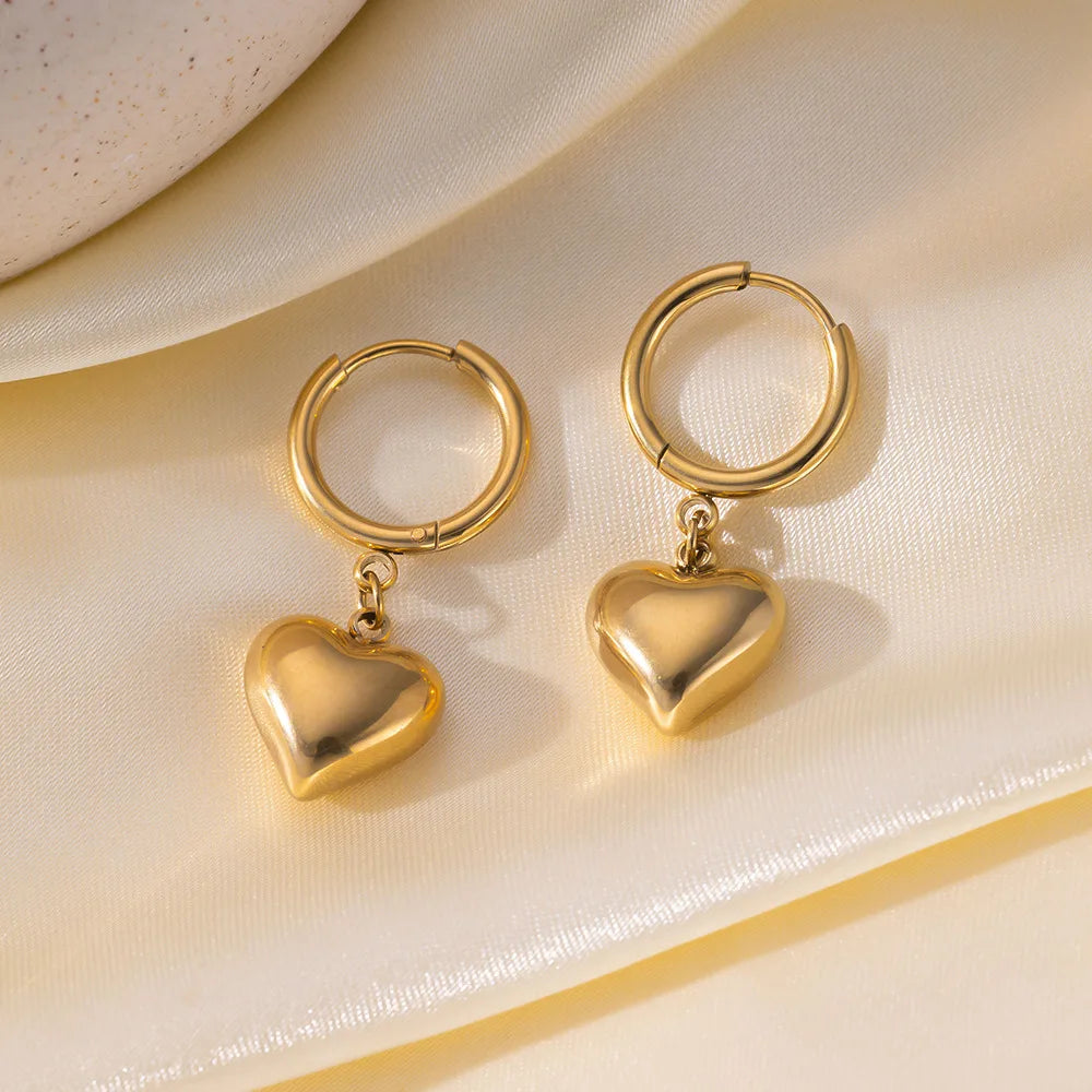 Elegant Simple Bracelet Love Earrings Heart-shaped Pendant Necklace Women's Set