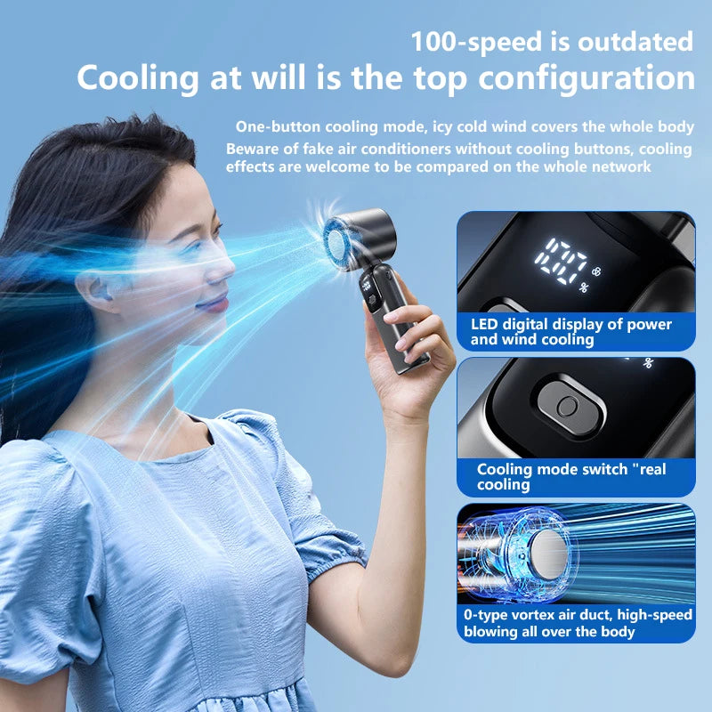 Ice Compress Handheld Fan Portable Outdoor Usb Digital Display Folding Fan