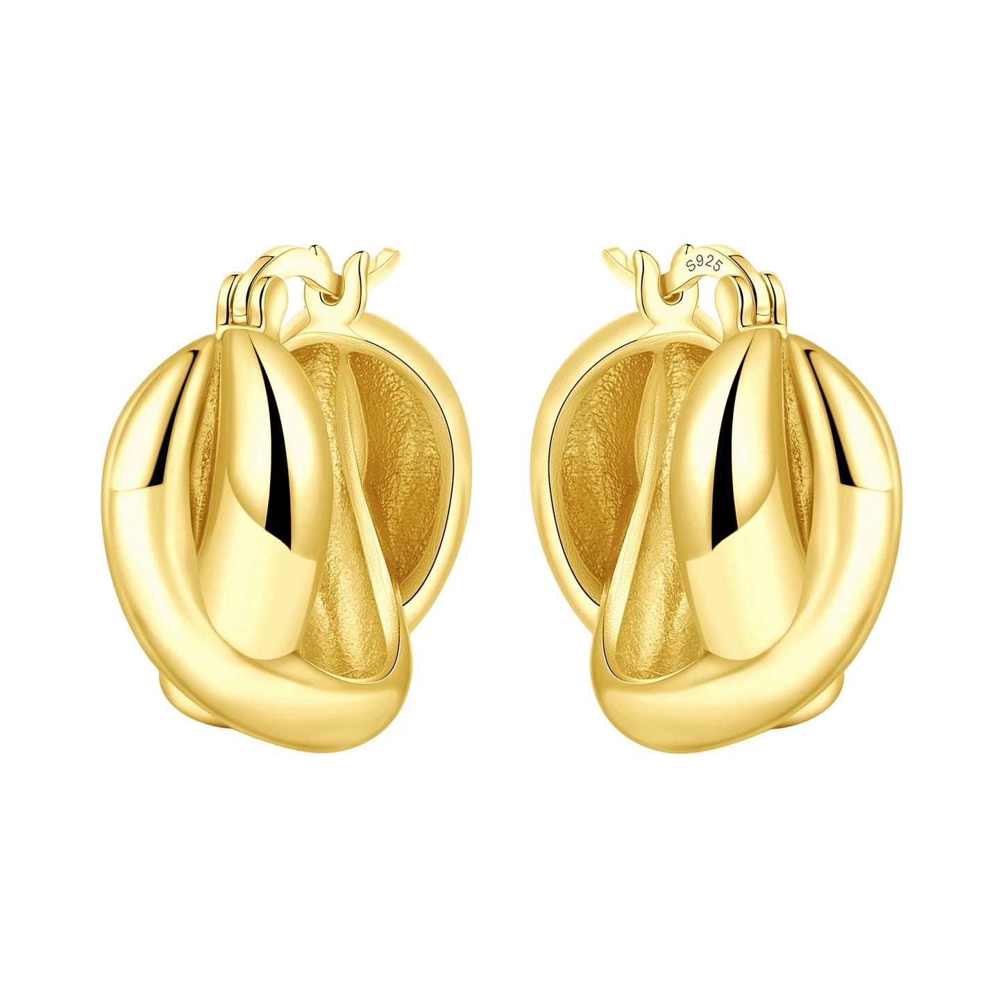 S925 Sterling Silver 18K Gold Square Hoop Earrings