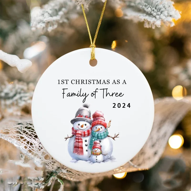 Family of Three Ornament Christmas Ornament -Free Shipping