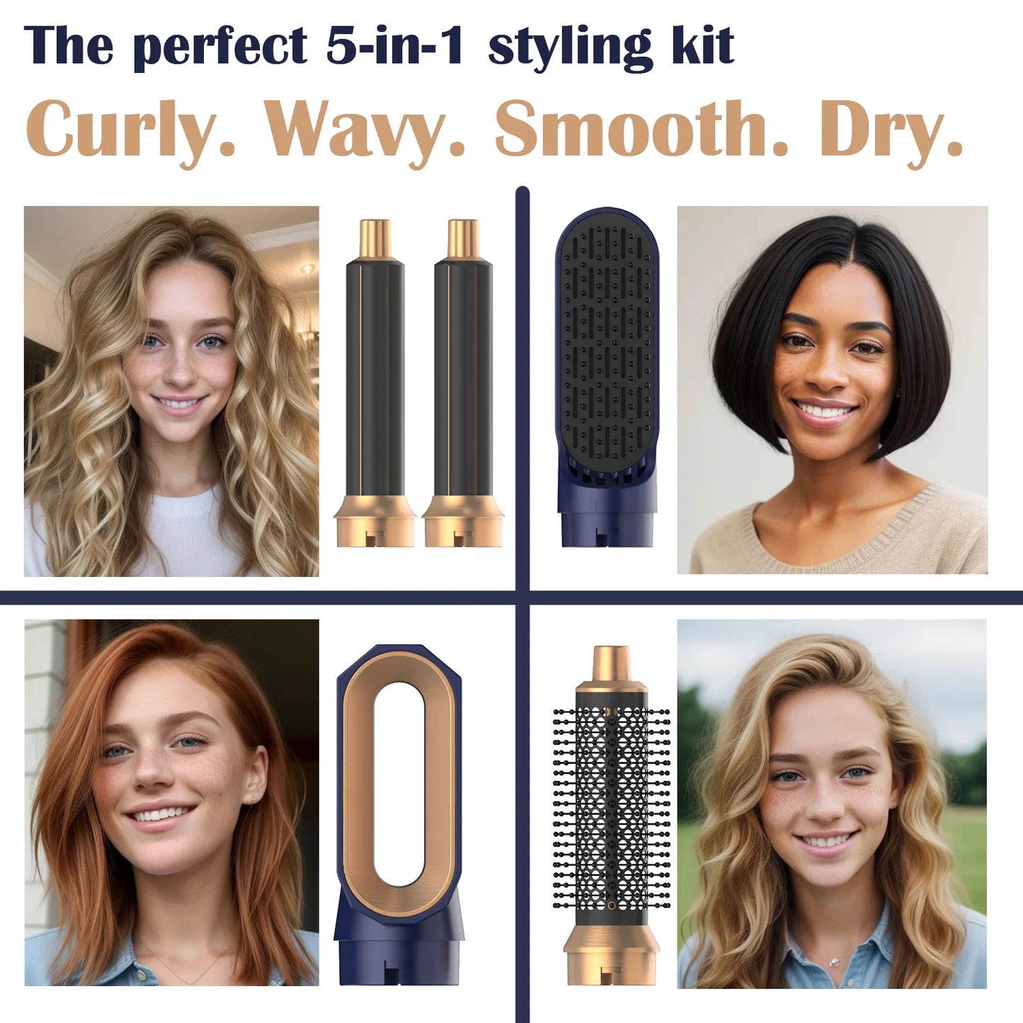Multi Hair Styler 5 In 1 Curling Iron Hair Straightener With Hair Brush Hairdryer For Hair Dryer Hair Multi Styler