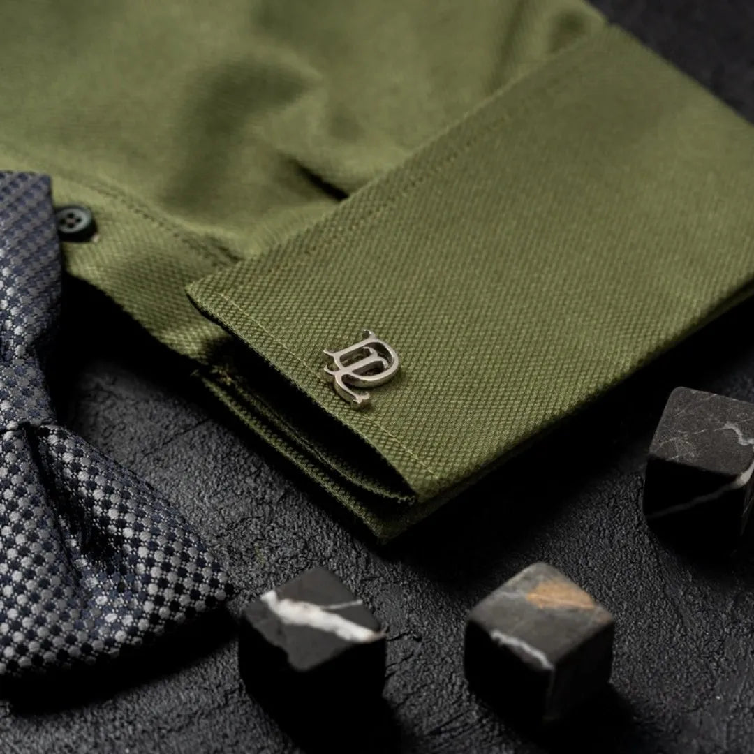 Tangula Custom Men's Cufflinks Stainless Steel Initials