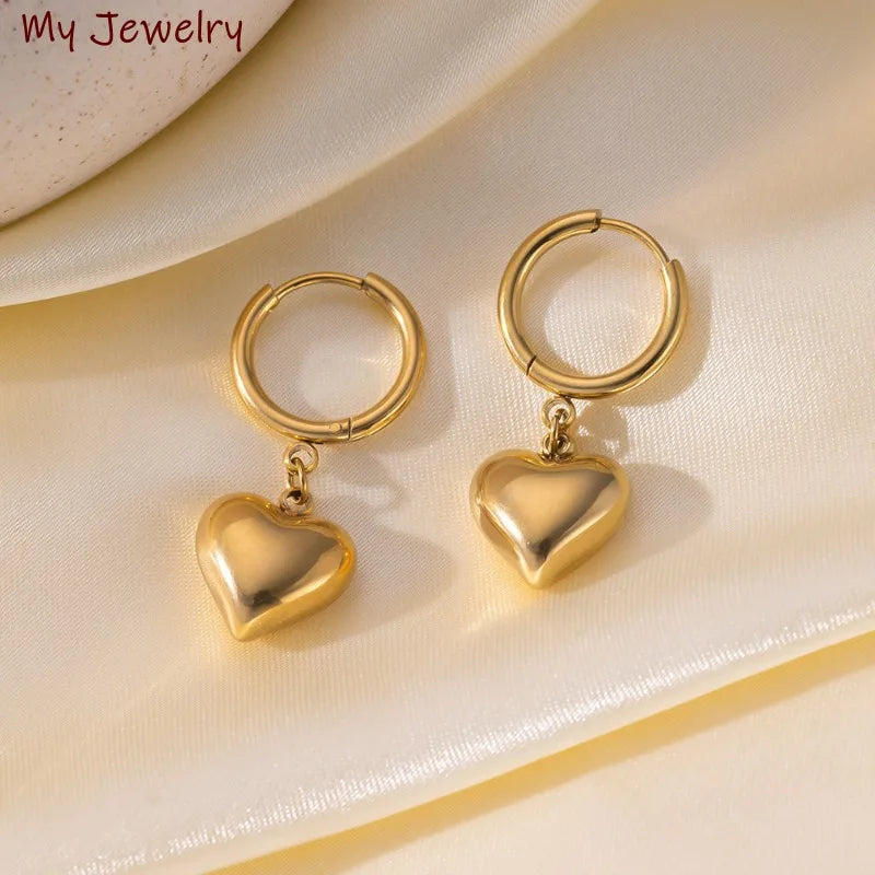 Elegant Simple Bracelet Love Earrings Heart-shaped Pendant Necklace Women's Set