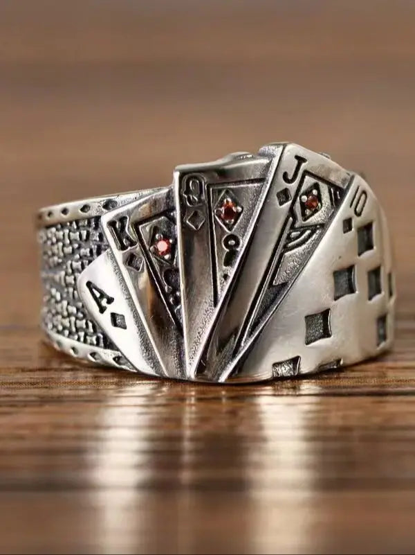 vintage open-ring unisex poker card-shaped Ring for men - Bogo 🔥