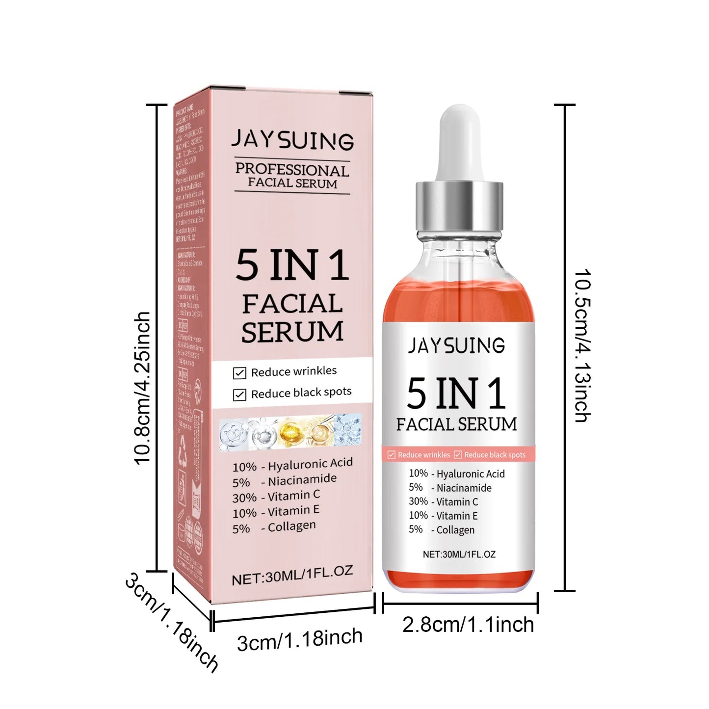 5 In 1 Facial Serum Brightening Vitamin C Hyaluronic Acid Face Serum