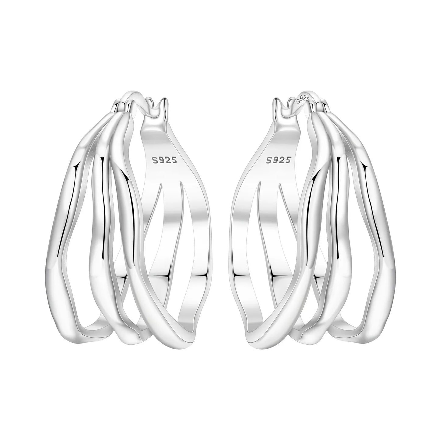 925 Sterling Silver Double Loop Drop Earrings for Women | Minimalist Dangle Earrings