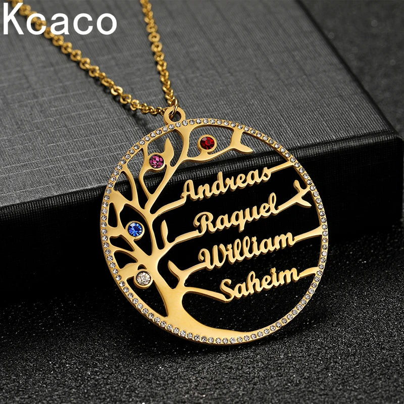 Personalized Stainless Steel Tree of Life Necklace with Birthstone - Buy One Get One Free🔥
