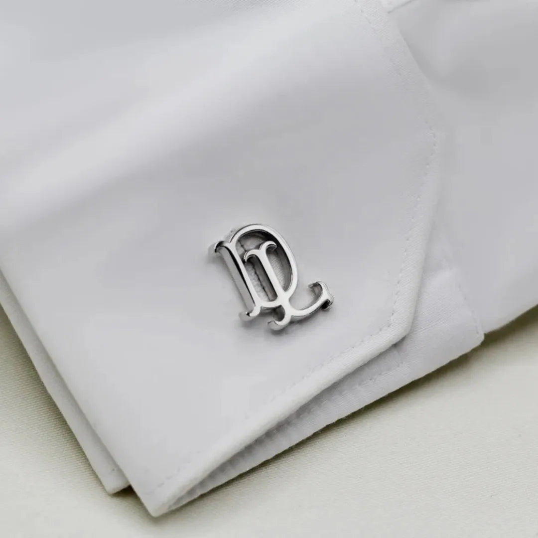 Tangula Custom Men's Cufflinks Stainless Steel Initials