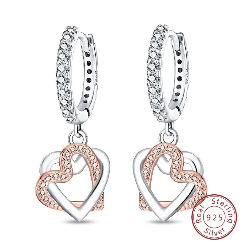925 Sterling Silver Earrings Charm Simple Shiny Zirconia - Buy One Get