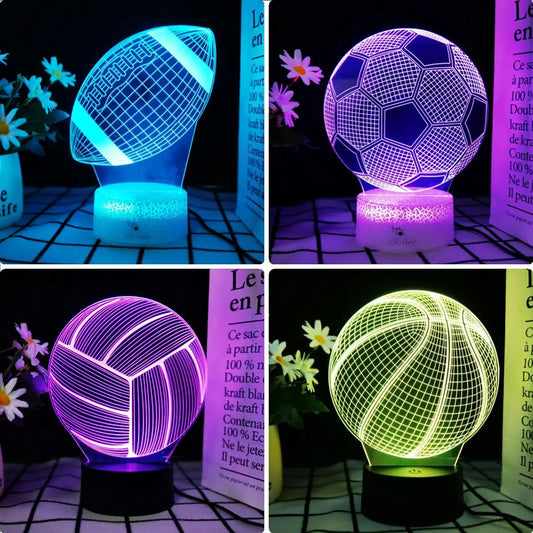 Basketball and Football shaped Night light 3D