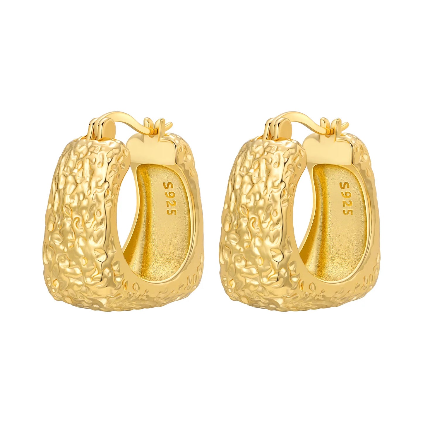 S925 Sterling Silver 18K Gold Square Hoop Earrings