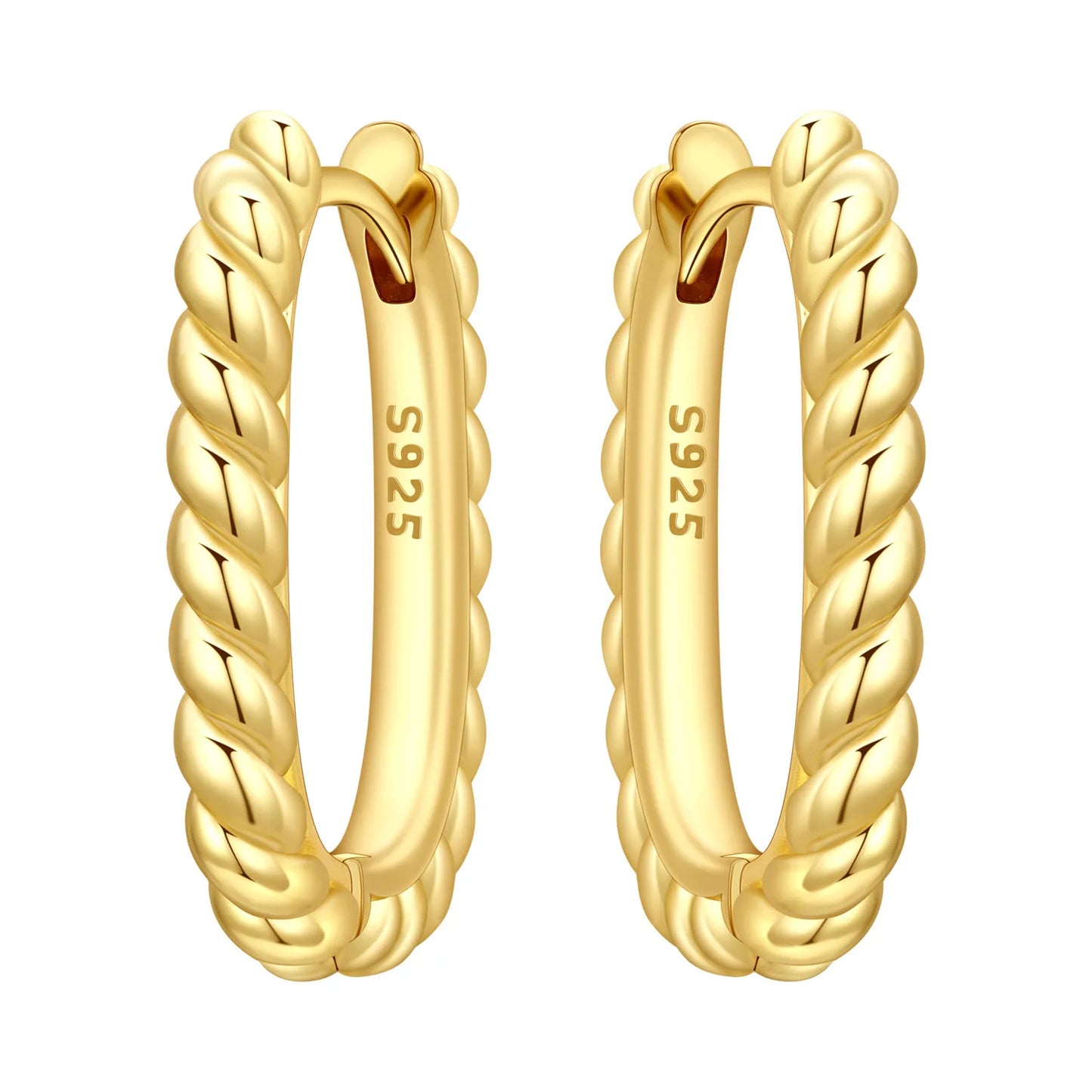 S925 Sterling Silver 18K Gold Square Hoop Earrings