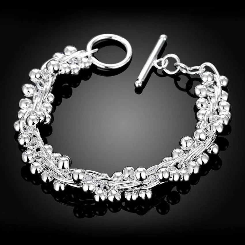 Fine NEW 925 Sterling Silver High Quality Lady solid beads Bracelet