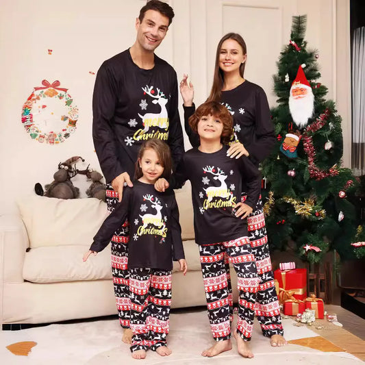 Christmas cartoon printed  long-sleeved pajama sets