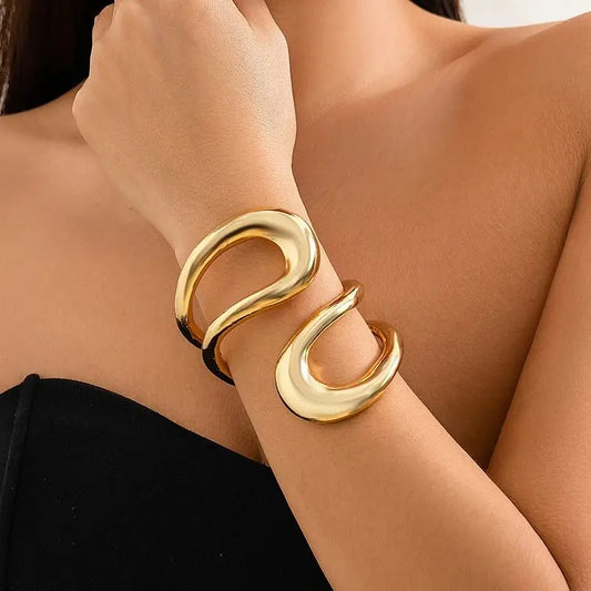 Punk Classic Geometric Twisted Open Bangles for Women