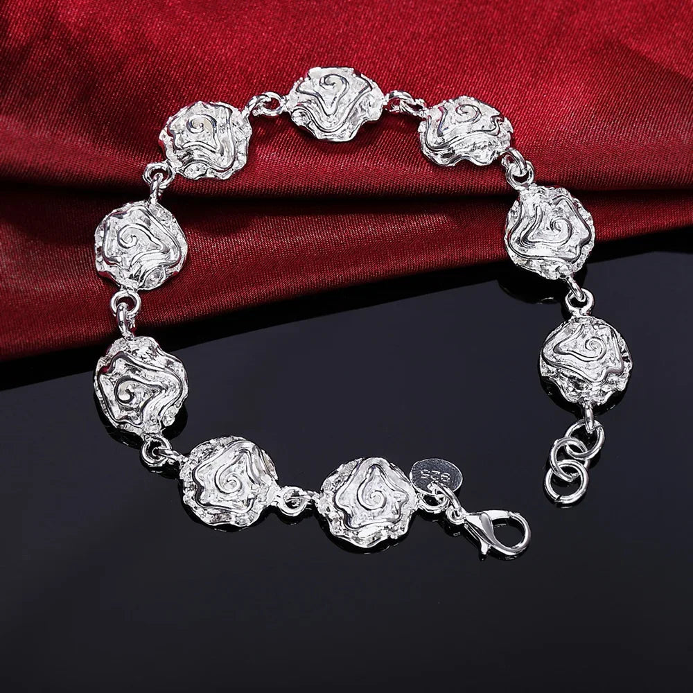 Fine Noble 925 Sterling Silver Solid Chain Bracelet For Women Men