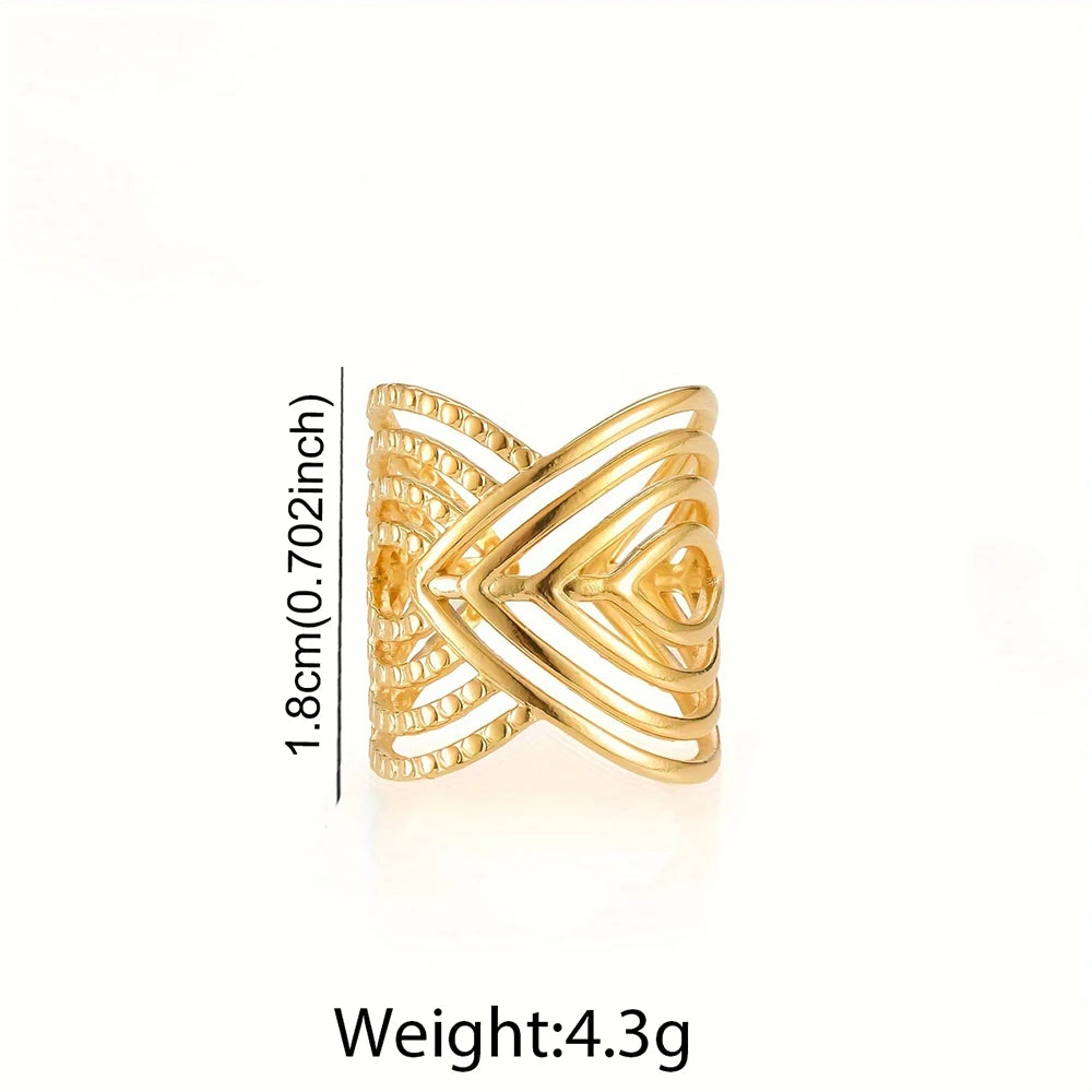 Stainless Steel Ring Irregular Unique Design Open Ring