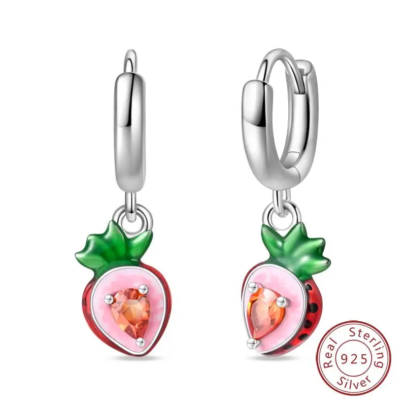 925 Sterling Silver Earrings Charm Simple Shiny Zirconia - Buy One Get