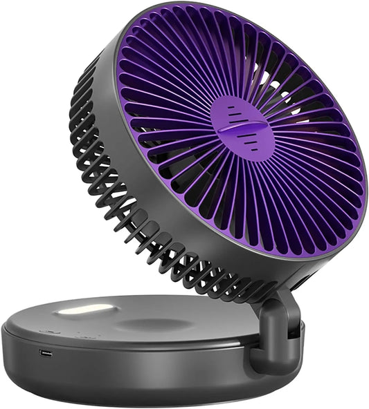 3000mAh Foldable Glow-in-the-Dark Fan Wall Mount Portable