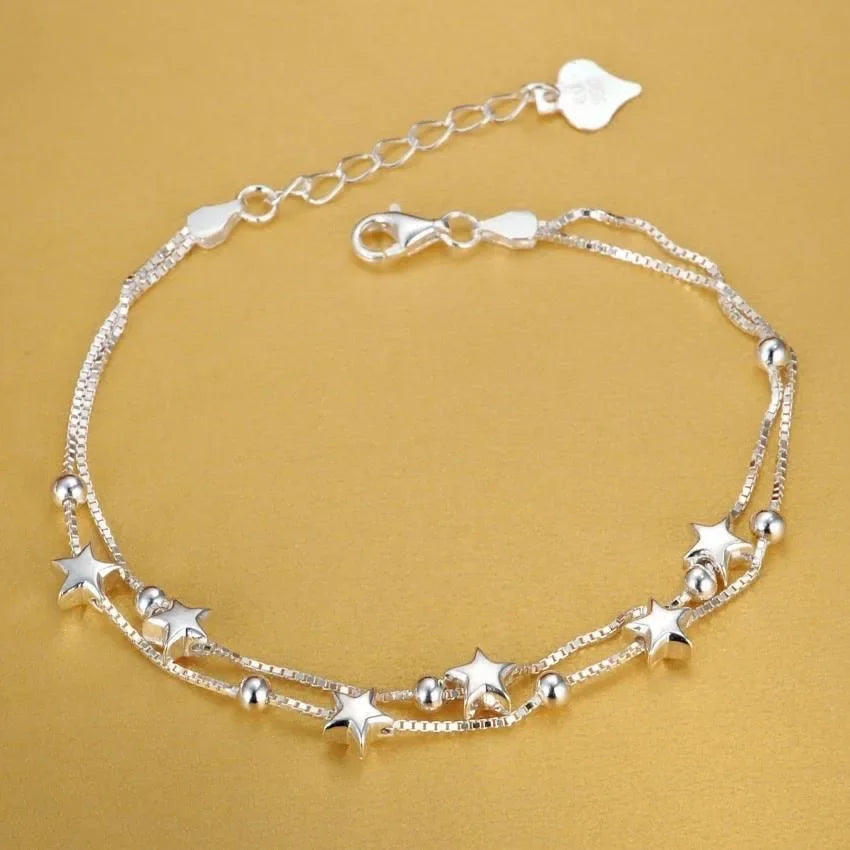Fine Noble 925 Sterling Silver Solid Chain Bracelet For Women Men
