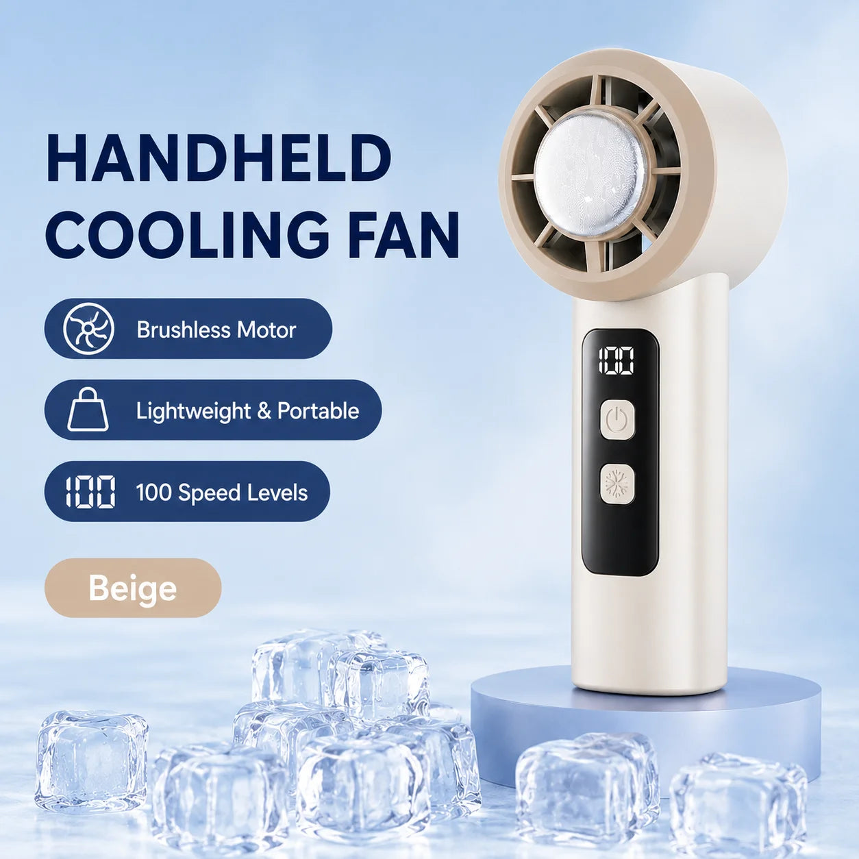 Portable Handheld Cooling Fan, with Cooling Plate