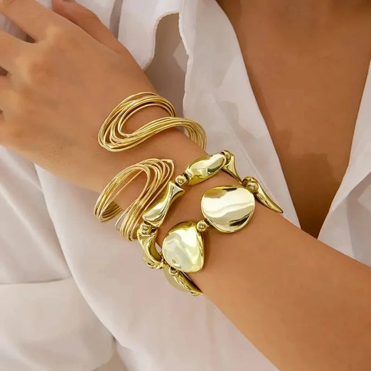 Geometric Exaggerated Cuff Wide Bangles For Women - Buy one Get one 🔥