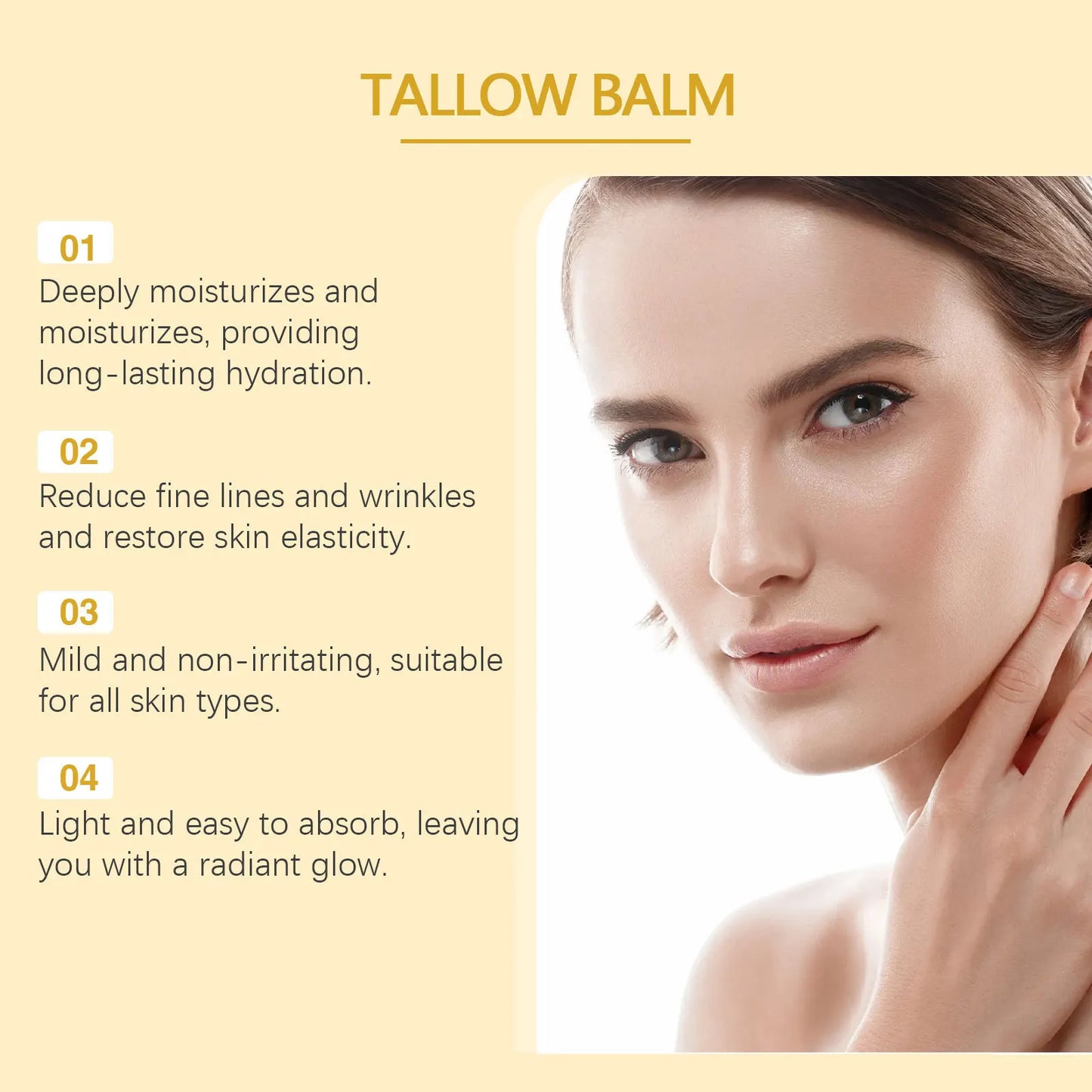 EELHOE Beef Tallow Face Moisturizer Cream Vitamin E for Skin