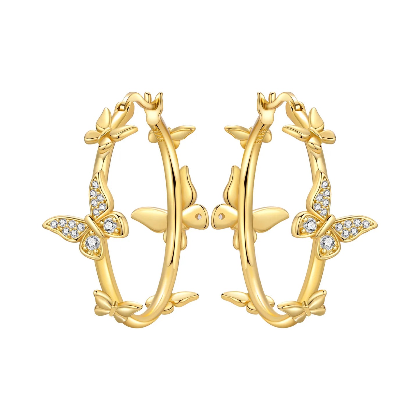 S925 Sterling Silver 18K Gold Square Hoop Earrings