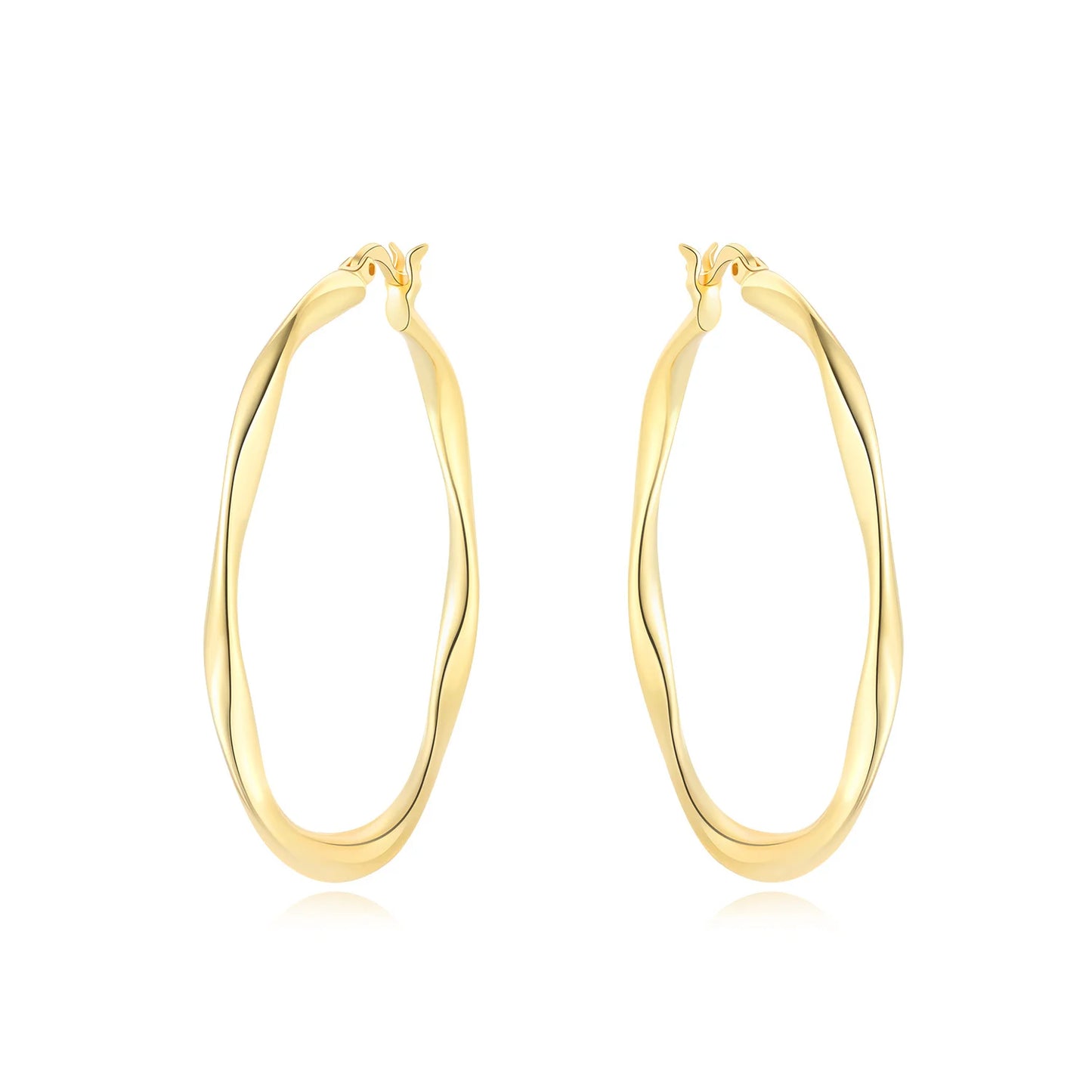 S925 Sterling Silver 18K Gold Square Hoop Earrings