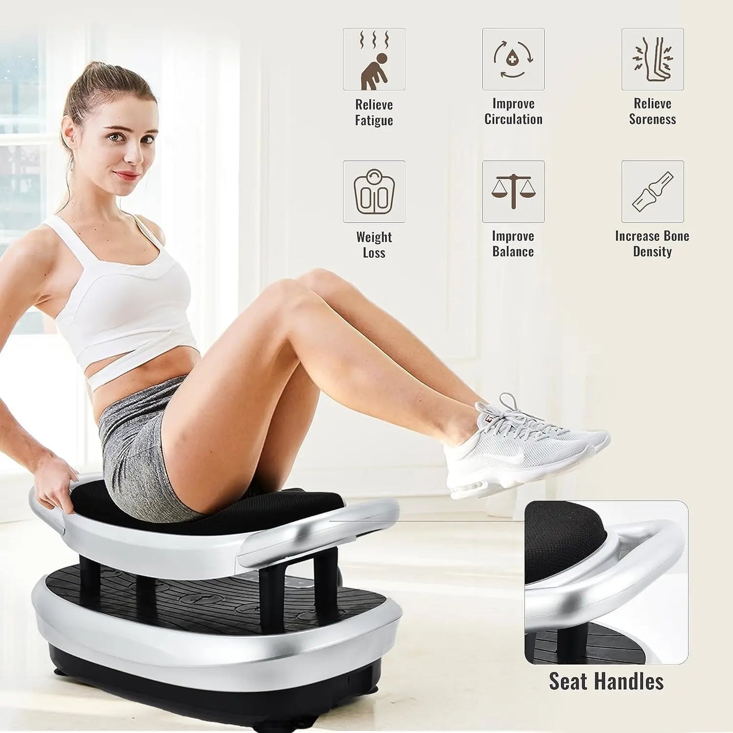 Whole Body Workout Vibration Platform w/Loop Bands - Lymphatic Drainage Machine