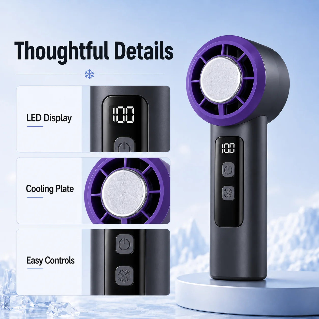 Portable Handheld Cooling Fan, with Cooling Plate