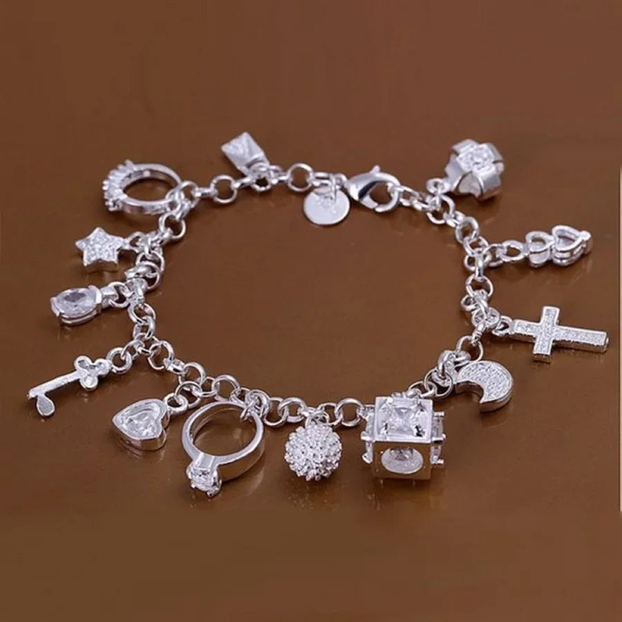 Fine Noble 925 Sterling Silver Solid Chain Bracelet For Women Men