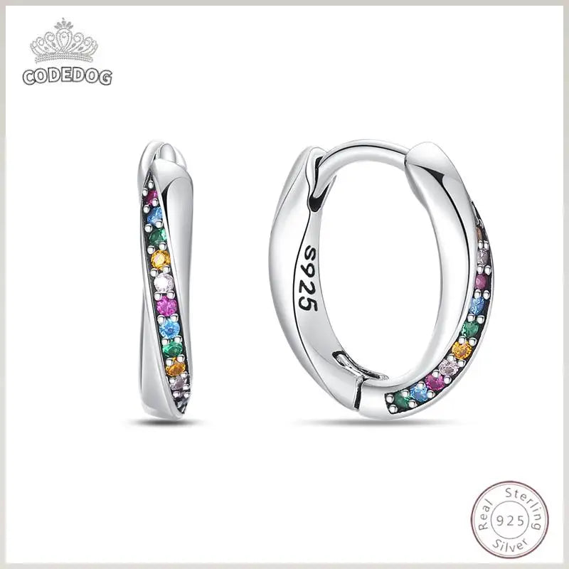 925 Sterling Silver Earrings Charm Simple Shiny Zirconia - Buy One Get