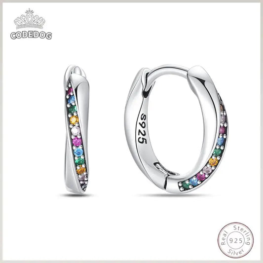 925 Sterling Silver Earrings Charm Simple Shiny Zirconia - Buy One Get