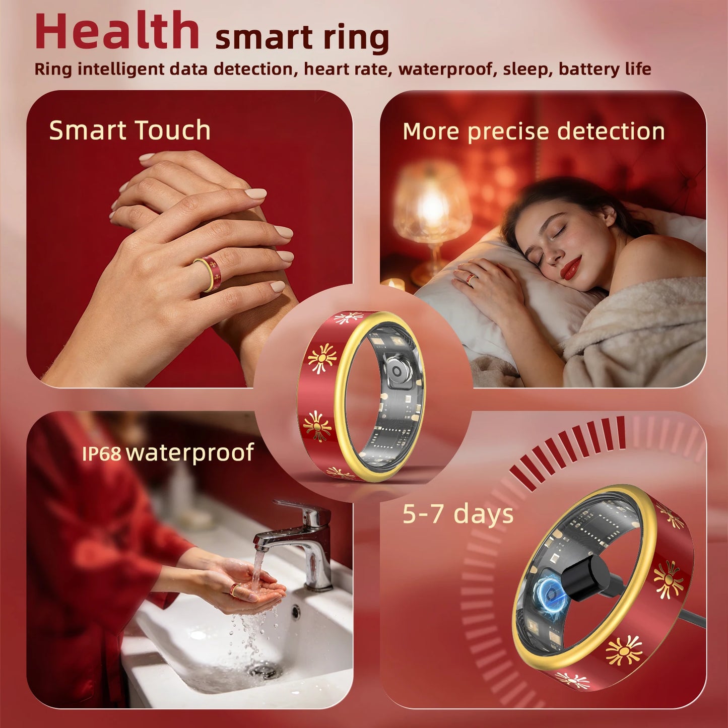 Smart Ring – Fitness & Sleep Tracker, Step/Distance/Calorie Monitor