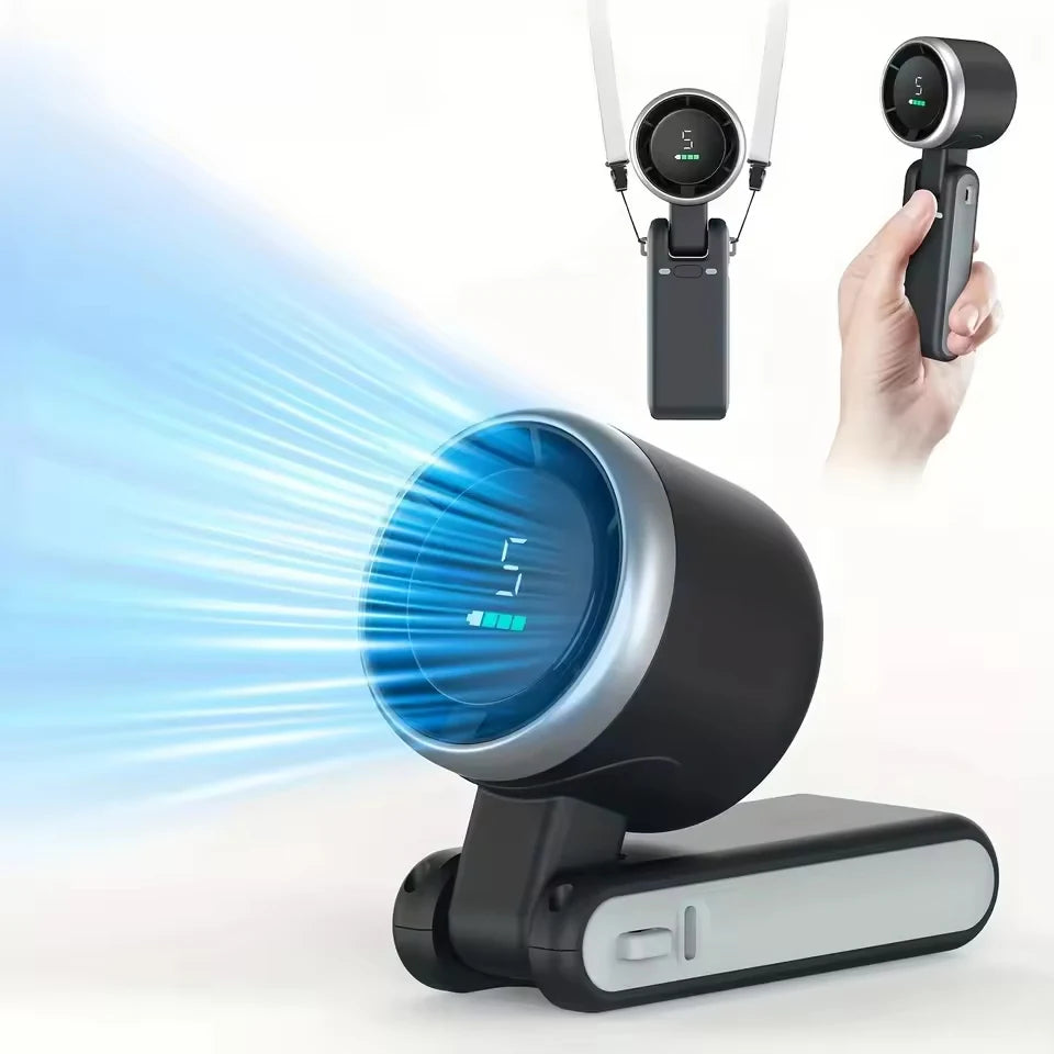 Handheld Folding Fan Type-C Charge Ports Portable