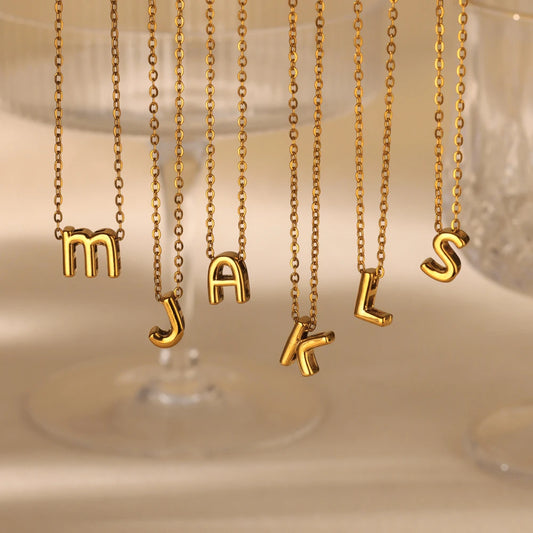Stainless Steel Gold Color Initial Necklaces