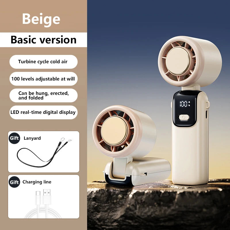 Ice Compress Handheld Fan Portable Outdoor Usb Digital Display Folding Fan